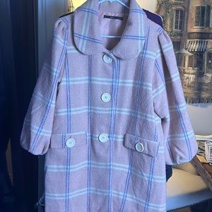 Soft pink coat fluffy sleeves button down the front